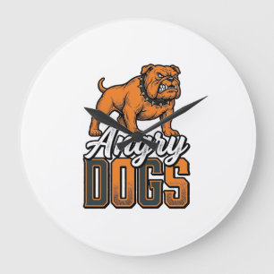 Boze Honden Vintage Bulldog Typografie Design_1 Grote Klok