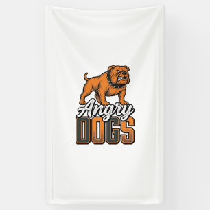 Boze Honden Vintage Bulldog Typografie Ontwerp_1 Spandoek