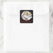 Boze honkbal Zwart Vierkante Sticker (Tas)