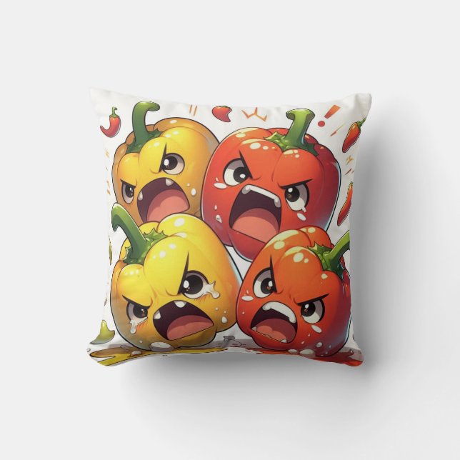 Boze huilende Bell Peppers Kussen (Voorkant)