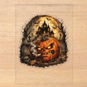 🎃 Boze Jack O' Lantern Halloween Sticker | Spook Acryl Uitnodigingen (Voorkant)