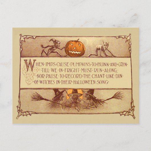 Boze Jack O' Lantern Heks Maan Vleermuis Briefkaart (Voorkant)