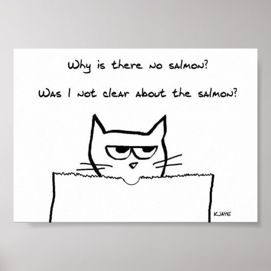 Boze Kat Eist Zalm - Grappige Kat Poster (Voorkant)