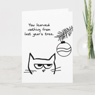 Boze kat en de kerstboom feestdagen kaart