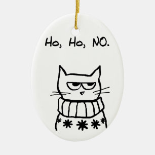 Boze kat in een kersttrui - Funny Cat Xmas Keramisch Ornament