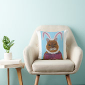 Boze kat in konijnenoren  kussen (Stoel)