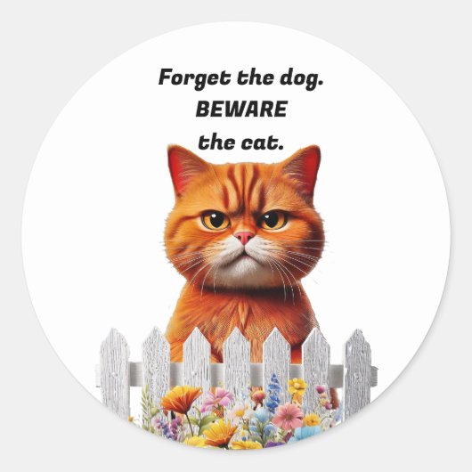 Boze Kat kunst Ronde Sticker (Voorkant)