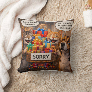Boze kat kussen, leuk verontschuldiging geschenk k kussen