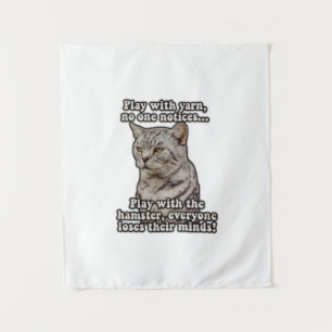 Boze kat meme voor kattenliefhebbers en kitteneige wandkleed