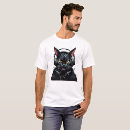 Boze kat met koptelefoon Leuke grappige boze kat T-shirt