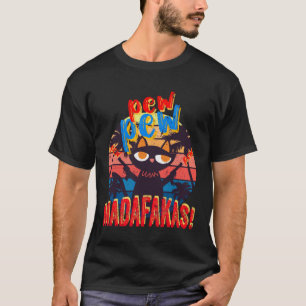 Boze Kat Pew Pew Madafakas Kraaie Zwarte Kitten Re T-shirt