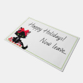 Boze Kat Prettige feestdagen met boog Deurmat (Schuin)