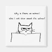 Boze kat vraagt zalm - Grappige kat magneet (Voorkant)