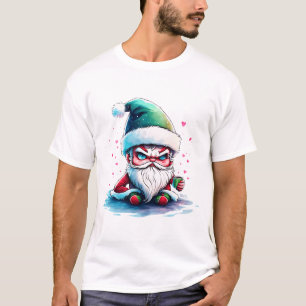 Boze kerstman met een kopje koffie t-shirt
