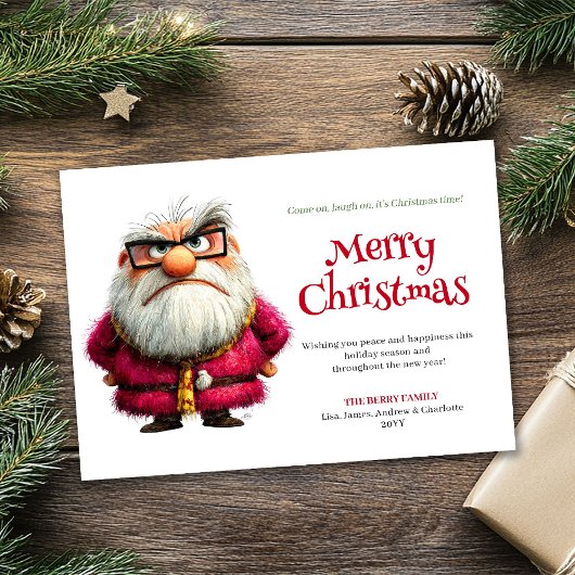 Boze Kerstman whimsicale digitale kerstgroet Feestdagenkaart