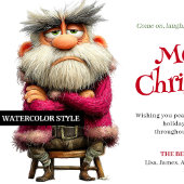 Boze Kerstman whimsicale digitale kerstgroet Feestdagenkaart