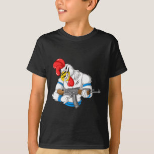 Boze Kip Cartoon Wapen Haan Grappig Pistool Ver T-shirt