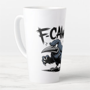Boze Kraai “F-CAW-F ” – Scherp Cartoon Vogeldesign Latte Mok