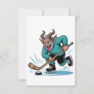 Boze Krampus speelt ijshockey kerstsport Bedankkaart