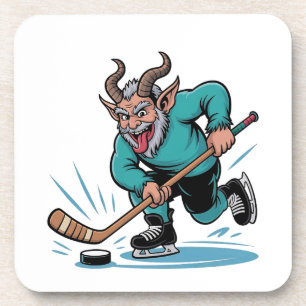 Boze Krampus speelt ijshockey kerstsport Bier Onderzetter