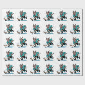 Boze Krampus speelt ijshockey kerstsport Cadeaupapier (Vlak)