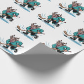 Boze Krampus speelt ijshockey kerstsport Cadeaupapier (Hoek)