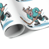 Boze Krampus speelt ijshockey kerstsport Cadeaupapier (Rol Hoek)