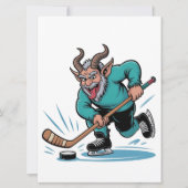Boze Krampus speelt ijshockey kerstsport Feestdagenkaart (Voorkant)