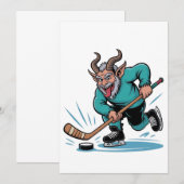 Boze Krampus speelt ijshockey kerstsport Notitiekaartje (Voorkant / Achterkant)