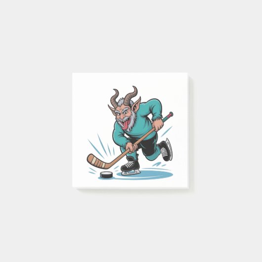 Boze Krampus speelt ijshockey kerstsport Post-it® Notes (Voorkant)
