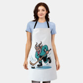 Boze Krampus speelt ijshockey kerstsport Schort (Gedragen)