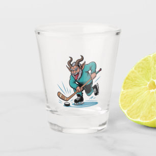 Boze Krampus speelt ijshockey kerstsport Shot Glas