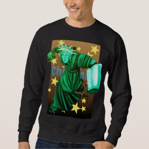 Boze Lady Liberty Staat Op Om Te Vechten Voor Kers Trui