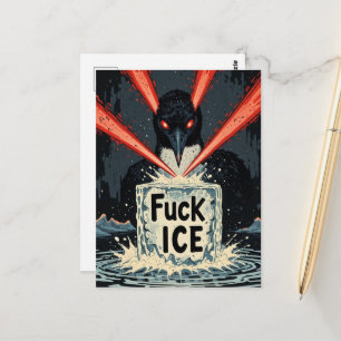 Boze laserogen MN Loon die ijs smelt Ansichtkaart Briefkaart