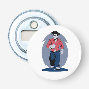 Boze man die loopt button flesopener