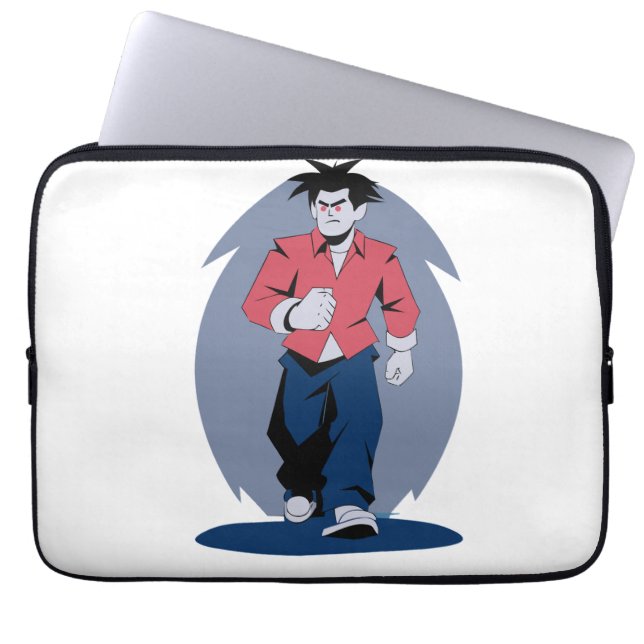 Boze man die loopt laptop sleeve (Voorkant)