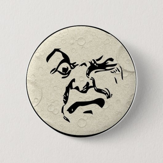 Boze man in het maan gezicht ronde button 5,7 cm (Voorkant)