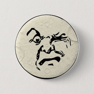 Boze man in het maan gezicht ronde button 5,7 cm