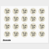 Boze man in het maan gezicht ronde sticker (Vel)
