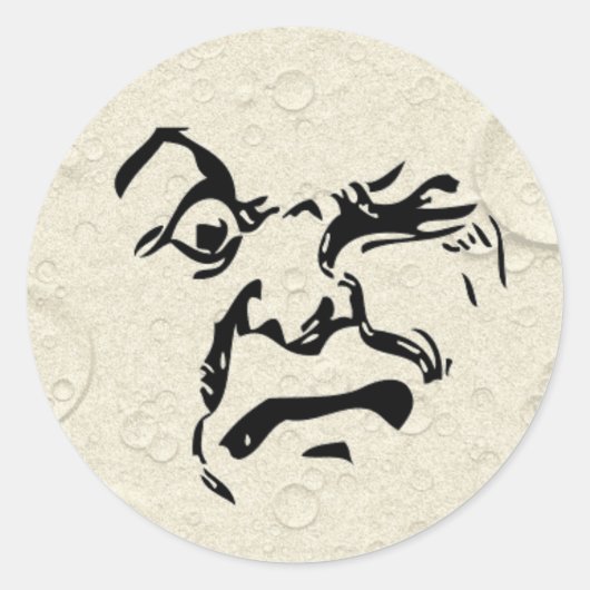 Boze man in het maan gezicht ronde sticker (Voorkant)