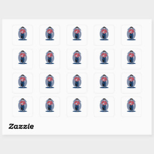 Boze man loopt vierkante sticker