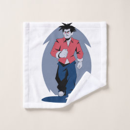 Boze man loopt washandje