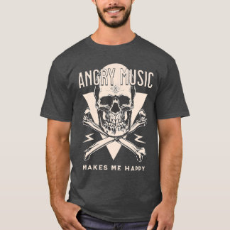 Boze muziek maakt me blij heavy metal rock skelet t-shirt