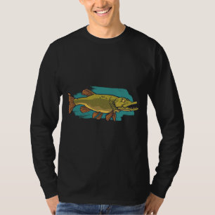 Boze noordelijke snoek, vang grote roofvissen t-shirt