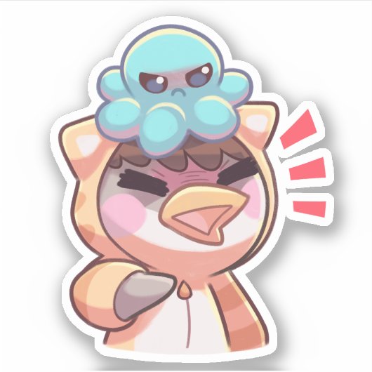 Boze octopus - Sticker (Voorkant)