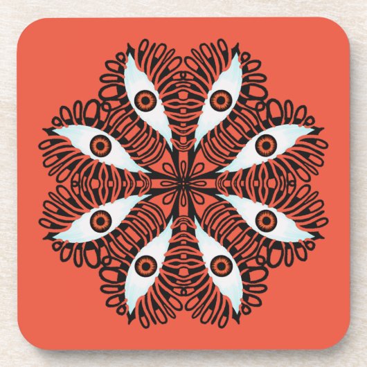 Boze ogen rare rode trippy bier onderzetter (Voorkant)