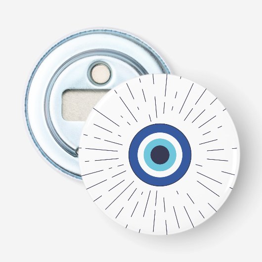 boze oog (blauw) button flesopener (Voorkant)
