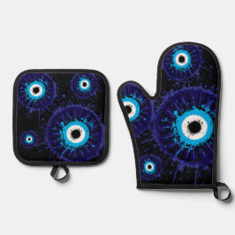 🧿 Boze Oog Keukenbeschermer Ovenwant & Pannenlap Set
