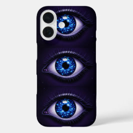Boze Oog op Donkere Glitter Canvas iPhone 16 Hoesje