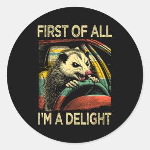 Boze Opossum Rijdt Grappige Quote Allereerst Ben I Ronde Sticker